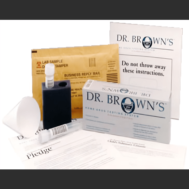 Dr.Brown's home drug testing system, mockup white background